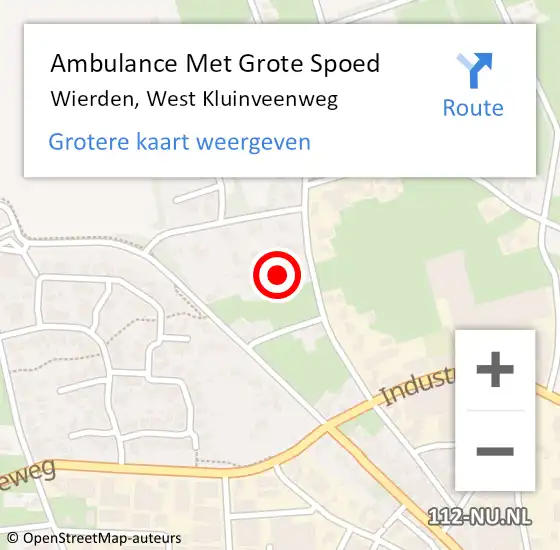 Locatie op kaart van de 112 melding: Ambulance Met Grote Spoed Naar Wierden, West Kluinveenweg op 15 juni 2022 15:04