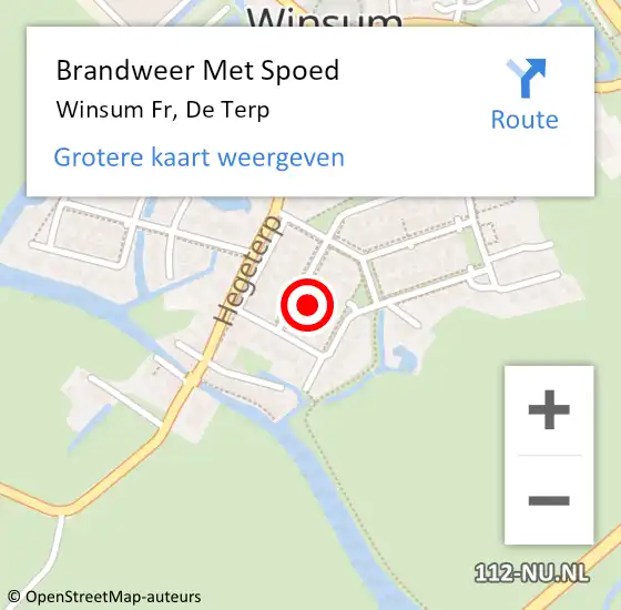 Locatie op kaart van de 112 melding: Brandweer Met Spoed Naar Winsum Fr, De Terp op 20 juli 2014 09:10