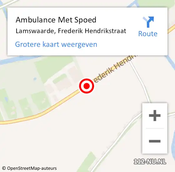 Locatie op kaart van de 112 melding: Ambulance Met Spoed Naar Lamswaarde, Frederik Hendrikstraat op 20 juli 2014 09:10