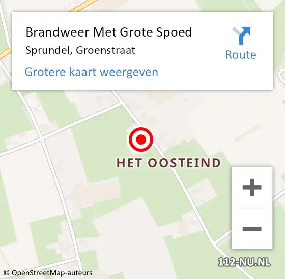 Locatie op kaart van de 112 melding: Brandweer Met Grote Spoed Naar Sprundel, Groenstraat op 15 juni 2022 15:29