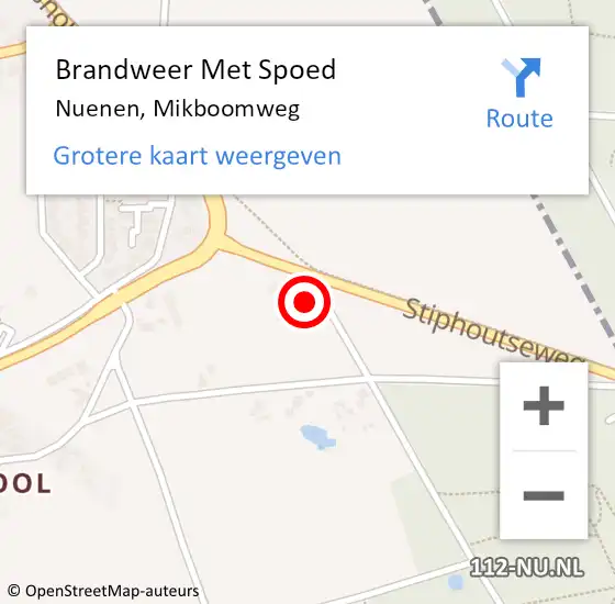 Locatie op kaart van de 112 melding: Brandweer Met Spoed Naar Nuenen, Mikboomweg op 15 juni 2022 15:43