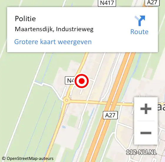 Locatie op kaart van de 112 melding: Politie Maartensdijk, Industrieweg op 15 juni 2022 15:49