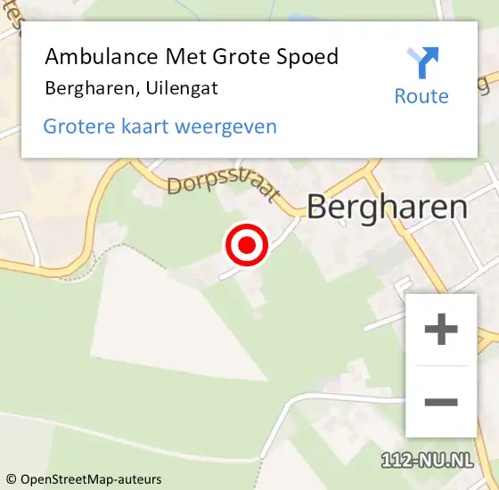 Locatie op kaart van de 112 melding: Ambulance Met Grote Spoed Naar Bergharen, Uilengat op 15 juni 2022 16:02