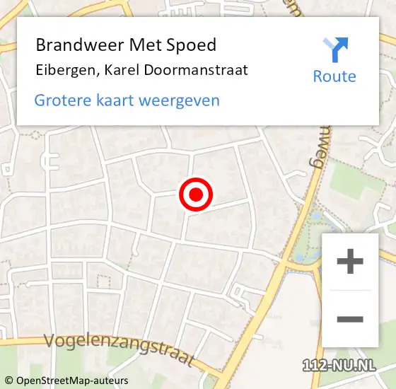 Locatie op kaart van de 112 melding: Brandweer Met Spoed Naar Eibergen, Karel Doormanstraat op 15 juni 2022 16:05