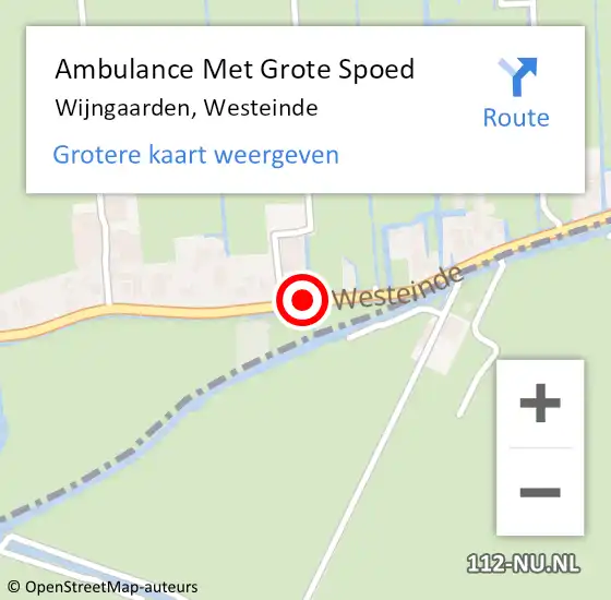 Locatie op kaart van de 112 melding: Ambulance Met Grote Spoed Naar Wijngaarden, Westeinde op 8 oktober 2013 22:19