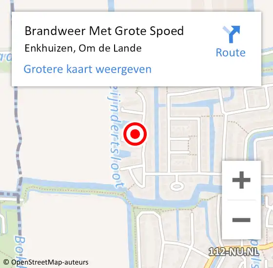 Locatie op kaart van de 112 melding: Brandweer Met Grote Spoed Naar Enkhuizen, Om de Lande op 15 juni 2022 16:06