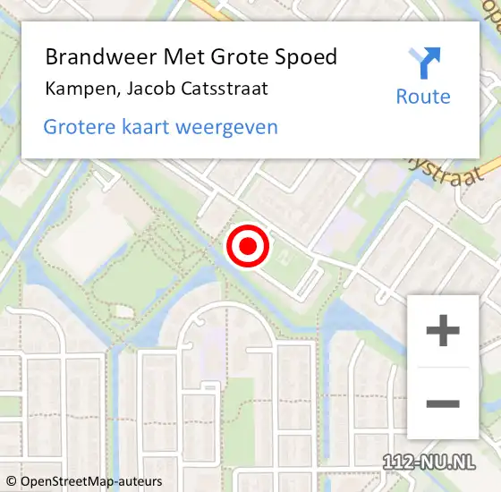 Locatie op kaart van de 112 melding: Brandweer Met Grote Spoed Naar Kampen, Jacob Catsstraat op 15 juni 2022 16:20