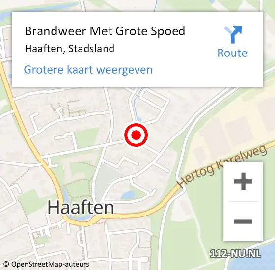 Locatie op kaart van de 112 melding: Brandweer Met Grote Spoed Naar Haaften, Stadsland op 15 juni 2022 16:26