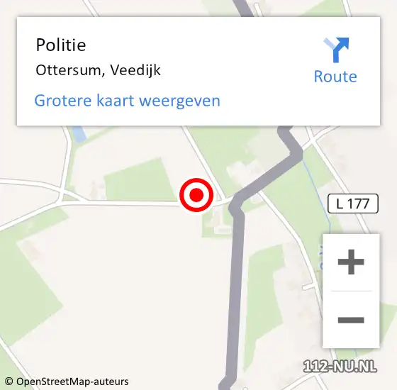 Locatie op kaart van de 112 melding: Politie Ottersum, Veedijk op 15 juni 2022 16:42