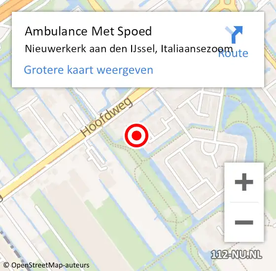 Locatie op kaart van de 112 melding: Ambulance Met Spoed Naar Nieuwerkerk aan den IJssel, Italiaansezoom op 15 juni 2022 16:48