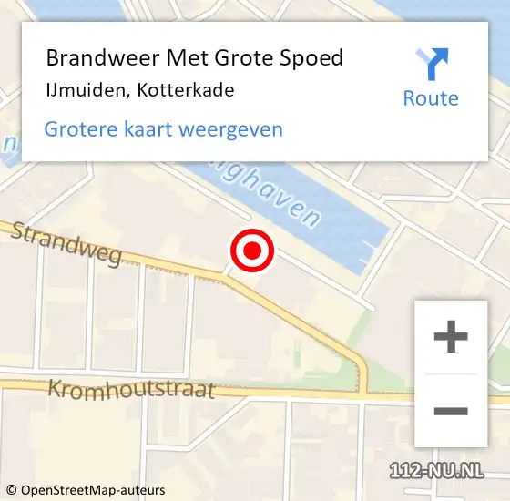 Locatie op kaart van de 112 melding: Brandweer Met Grote Spoed Naar IJmuiden, Kotterkade op 15 juni 2022 16:53