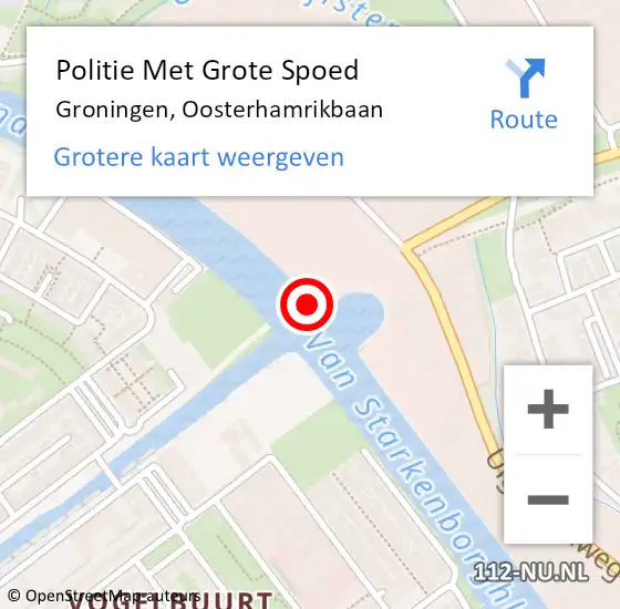 Locatie op kaart van de 112 melding: Politie Met Grote Spoed Naar Groningen, Oosterhamrikbaan op 15 juni 2022 16:57