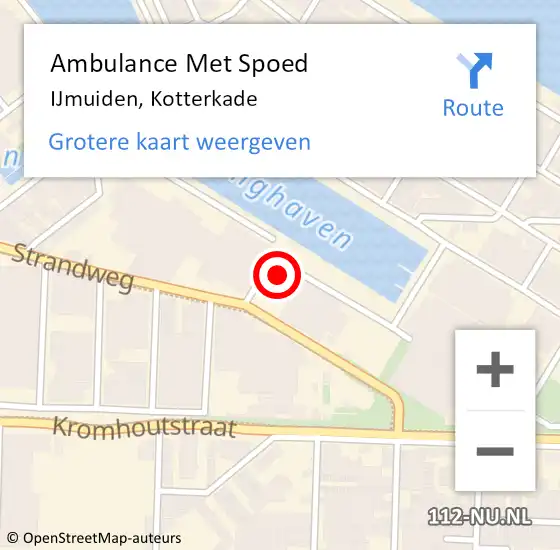 Locatie op kaart van de 112 melding: Ambulance Met Spoed Naar IJmuiden, Kotterkade op 15 juni 2022 17:03