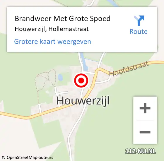 Locatie op kaart van de 112 melding: Brandweer Met Grote Spoed Naar Houwerzijl, Hollemastraat op 8 oktober 2013 22:20