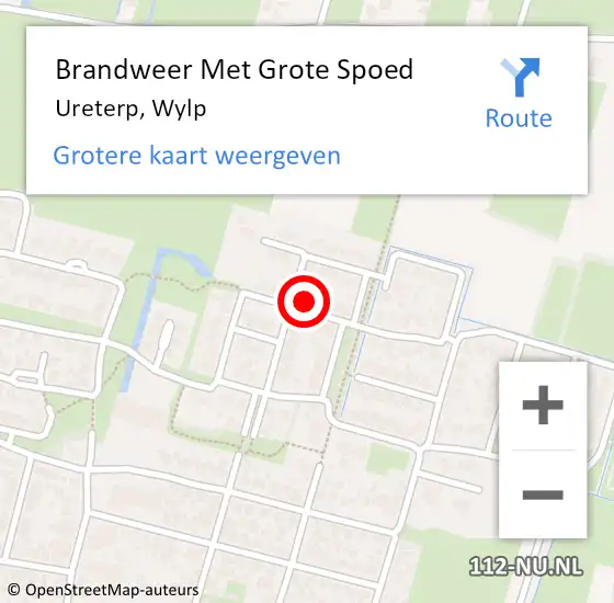 Locatie op kaart van de 112 melding: Brandweer Met Grote Spoed Naar Ureterp, Wylp op 15 juni 2022 17:26