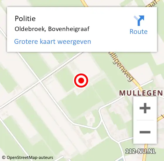 Locatie op kaart van de 112 melding: Politie Oldebroek, Bovenheigraaf op 15 juni 2022 17:48