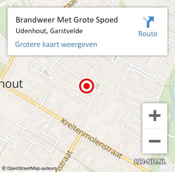 Locatie op kaart van de 112 melding: Brandweer Met Grote Spoed Naar Udenhout, Garstvelde op 15 juni 2022 18:00