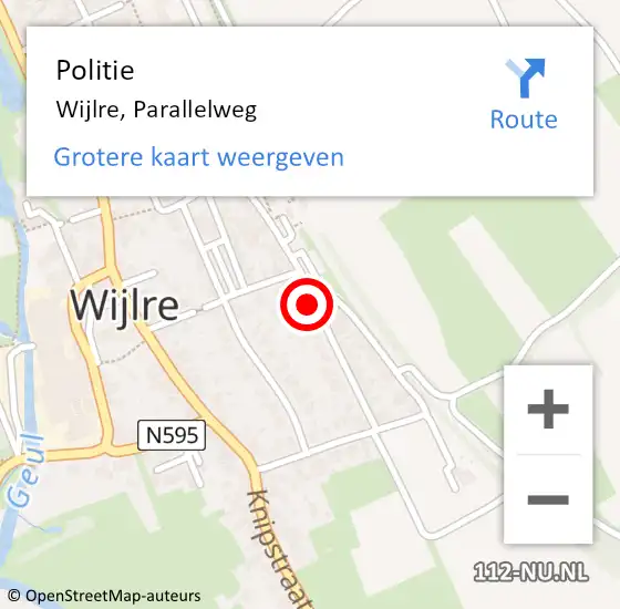 Locatie op kaart van de 112 melding: Politie Wijlre, Parallelweg op 15 juni 2022 18:12