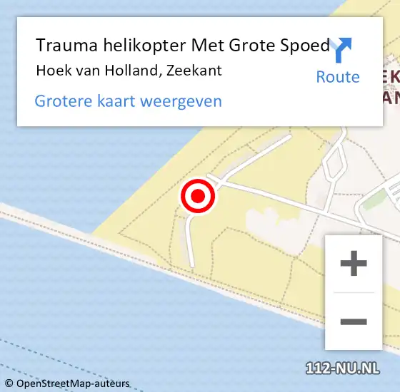 Locatie op kaart van de 112 melding: Trauma helikopter Met Grote Spoed Naar Hoek van Holland, Zeekant op 15 juni 2022 18:18
