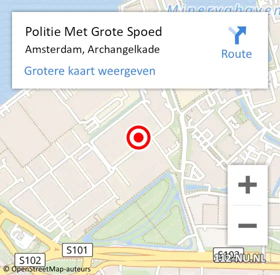 Locatie op kaart van de 112 melding: Politie Met Grote Spoed Naar Amsterdam, Archangelkade op 15 juni 2022 18:19