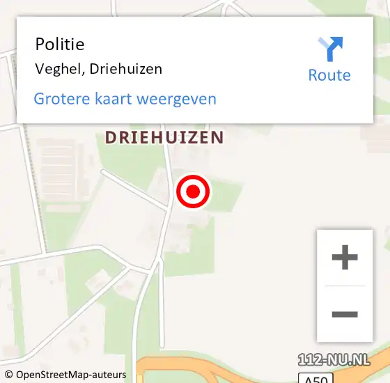 Locatie op kaart van de 112 melding: Politie Veghel, Driehuizen op 15 juni 2022 18:26