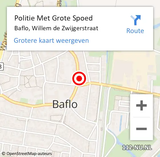 Locatie op kaart van de 112 melding: Politie Met Grote Spoed Naar Baflo, Willem de Zwijgerstraat op 15 juni 2022 18:29