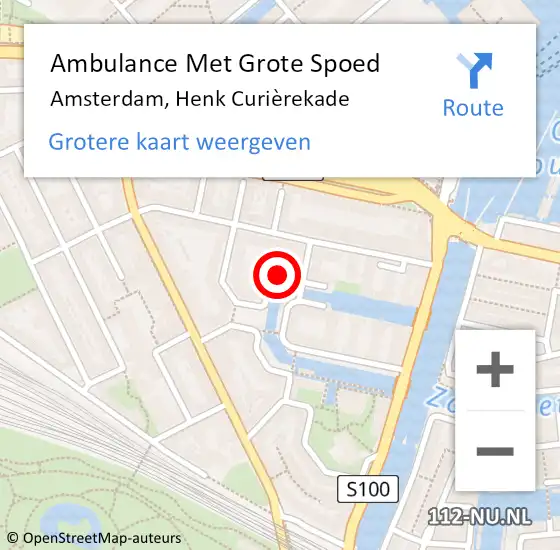 Locatie op kaart van de 112 melding: Ambulance Met Grote Spoed Naar Amsterdam, Henk Curièrekade op 15 juni 2022 18:35