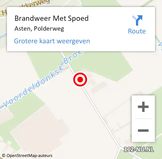 Locatie op kaart van de 112 melding: Brandweer Met Spoed Naar Asten, Polderweg op 15 juni 2022 18:37