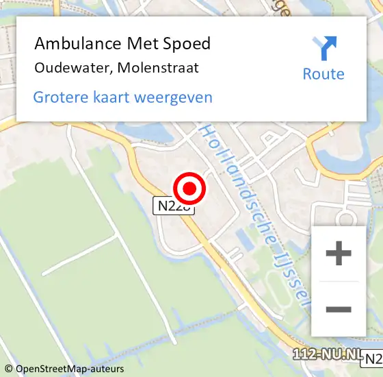 Locatie op kaart van de 112 melding: Ambulance Met Spoed Naar Oudewater, Molenstraat op 8 oktober 2013 22:26