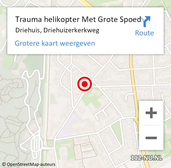 Locatie op kaart van de 112 melding: Trauma helikopter Met Grote Spoed Naar Driehuis, Driehuizerkerkweg op 15 juni 2022 18:43