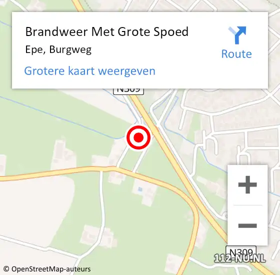 Locatie op kaart van de 112 melding: Brandweer Met Grote Spoed Naar Epe, Burgweg op 15 juni 2022 18:51