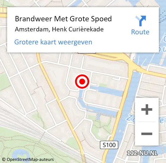 Locatie op kaart van de 112 melding: Brandweer Met Grote Spoed Naar Amsterdam, Henk Curièrekade op 15 juni 2022 18:58