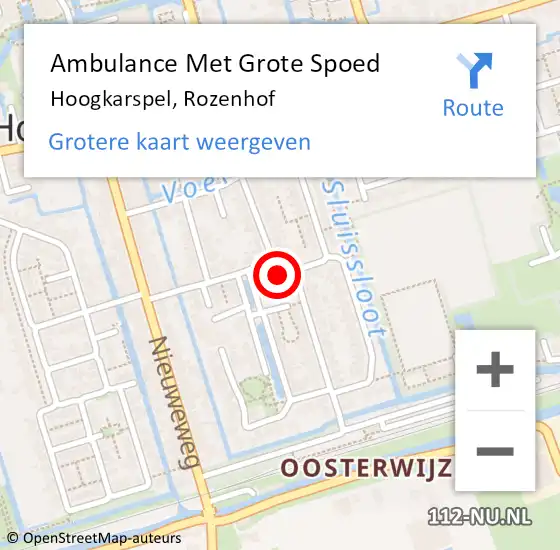 Locatie op kaart van de 112 melding: Ambulance Met Grote Spoed Naar Hoogkarspel, Rozenhof op 15 juni 2022 19:10