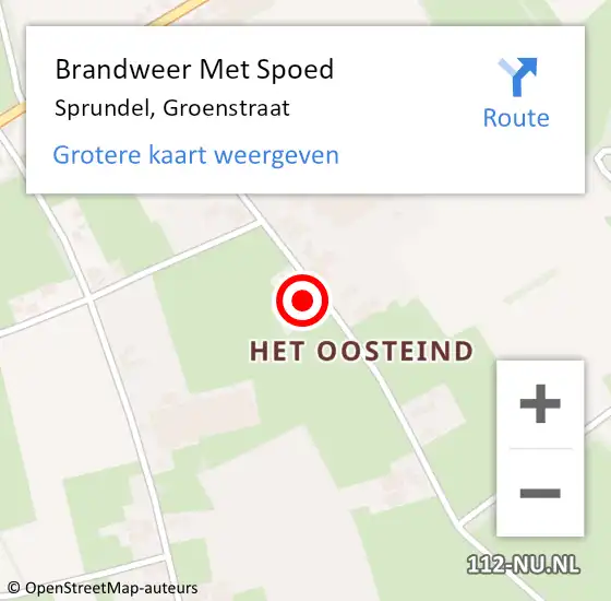 Locatie op kaart van de 112 melding: Brandweer Met Spoed Naar Sprundel, Groenstraat op 15 juni 2022 19:14