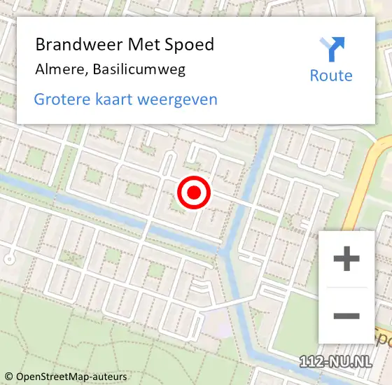 Locatie op kaart van de 112 melding: Brandweer Met Spoed Naar Almere, Basilicumweg op 15 juni 2022 19:18