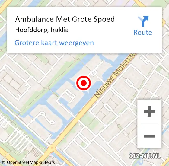 Locatie op kaart van de 112 melding: Ambulance Met Grote Spoed Naar Hoofddorp, Iraklia op 15 juni 2022 20:07