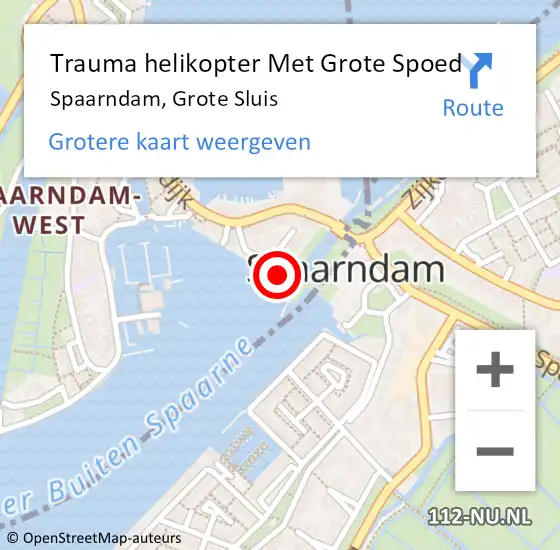 Locatie op kaart van de 112 melding: Trauma helikopter Met Grote Spoed Naar Spaarndam, Grote Sluis op 15 juni 2022 20:21
