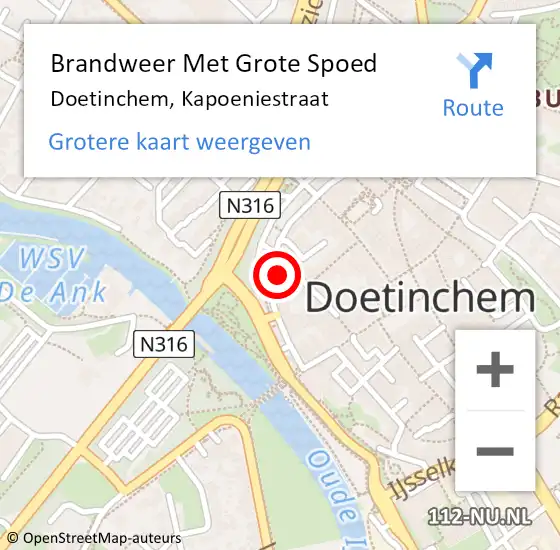 Locatie op kaart van de 112 melding: Brandweer Met Grote Spoed Naar Doetinchem, Kapoeniestraat op 15 juni 2022 20:24