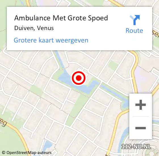 Locatie op kaart van de 112 melding: Ambulance Met Grote Spoed Naar Duiven, Venus op 15 juni 2022 20:27