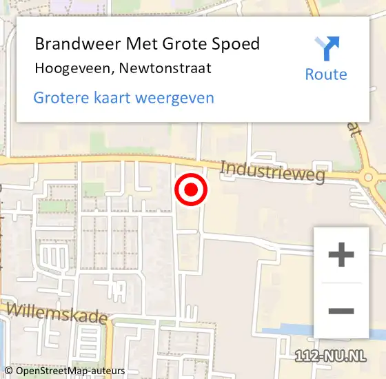 Locatie op kaart van de 112 melding: Brandweer Met Grote Spoed Naar Hoogeveen, Newtonstraat op 15 juni 2022 20:31