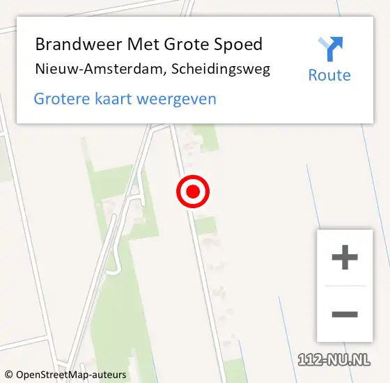 Locatie op kaart van de 112 melding: Brandweer Met Grote Spoed Naar Nieuw-Amsterdam, Scheidingsweg op 15 juni 2022 20:48