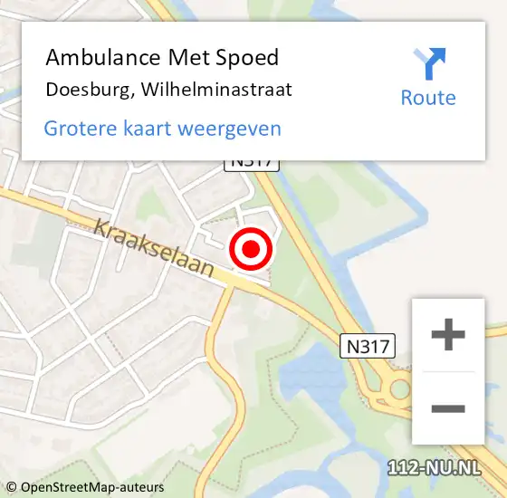 Locatie op kaart van de 112 melding: Ambulance Met Spoed Naar Doesburg, Wilhelminastraat op 15 juni 2022 20:58