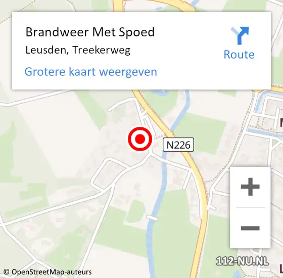 Locatie op kaart van de 112 melding: Brandweer Met Spoed Naar Leusden, Treekerweg op 15 juni 2022 21:02