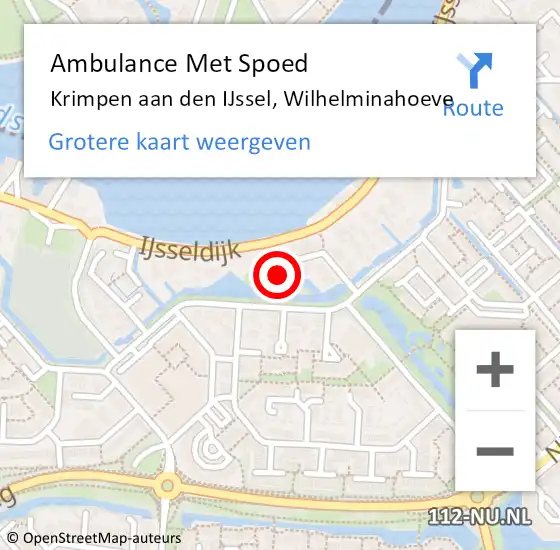 Locatie op kaart van de 112 melding: Ambulance Met Spoed Naar Krimpen aan den IJssel, Wilhelminahoeve op 15 juni 2022 21:03