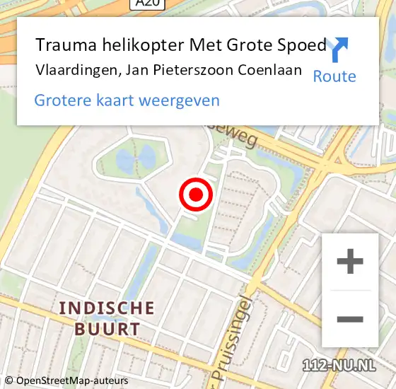 Locatie op kaart van de 112 melding: Trauma helikopter Met Grote Spoed Naar Vlaardingen, Jan Pieterszoon Coenlaan op 15 juni 2022 21:24