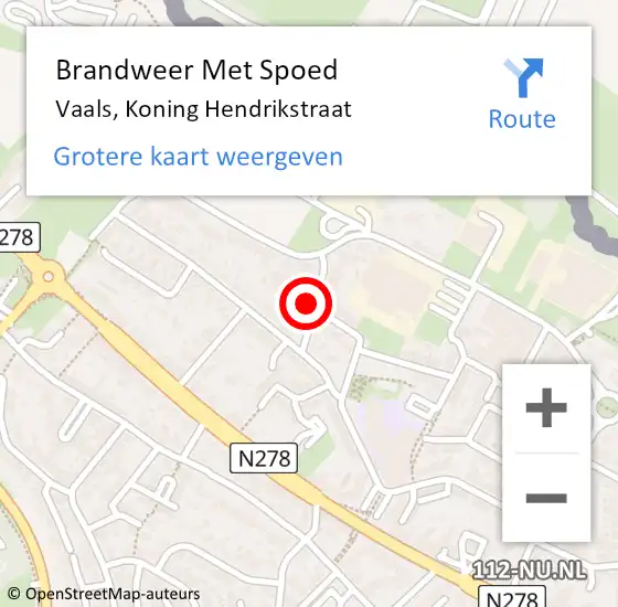 Locatie op kaart van de 112 melding: Brandweer Met Spoed Naar Vaals, Koning Hendrikstraat op 15 juni 2022 21:24