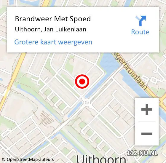 Locatie op kaart van de 112 melding: Brandweer Met Spoed Naar Uithoorn, Jan Luikenlaan op 15 juni 2022 21:42