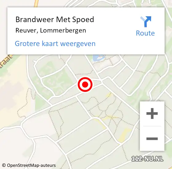 Locatie op kaart van de 112 melding: Brandweer Met Spoed Naar Reuver, Lommerbergen op 15 juni 2022 22:03