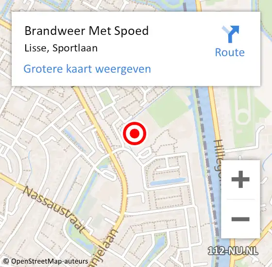 Locatie op kaart van de 112 melding: Brandweer Met Spoed Naar Lisse, Sportlaan op 15 juni 2022 22:15