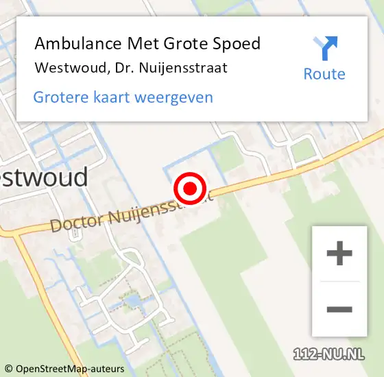 Locatie op kaart van de 112 melding: Ambulance Met Grote Spoed Naar Westwoud, Dr. Nuijensstraat op 20 juli 2014 10:05